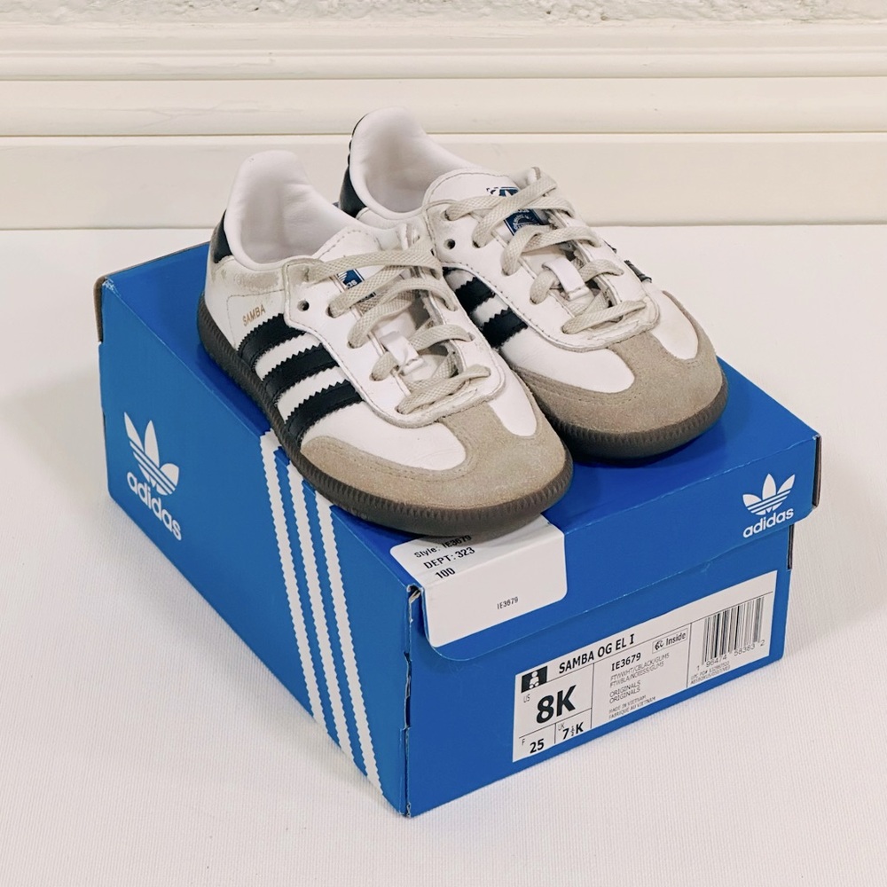 Toddler Adidas Sambas OG - Size 8K - White/Black/Gum